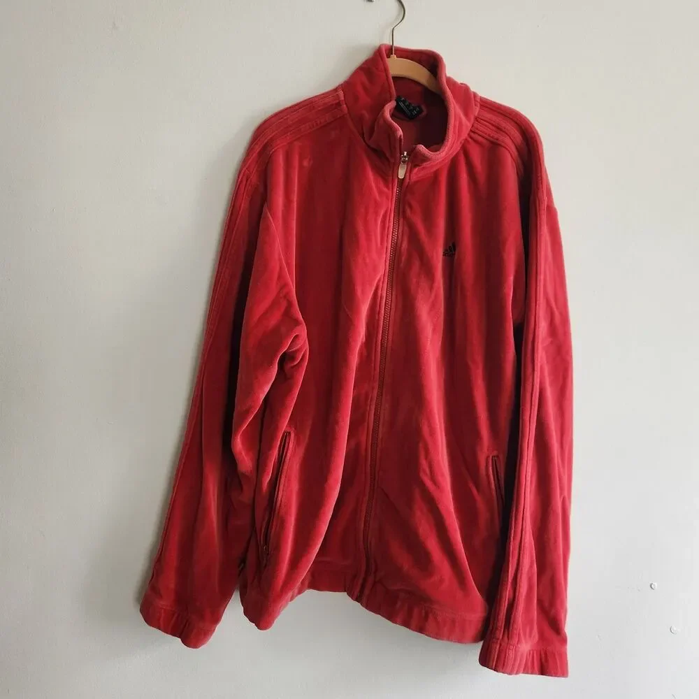 Adidas Y2K 02 red velour tracksuit set Jacket & Pants Size M vintage streetwear